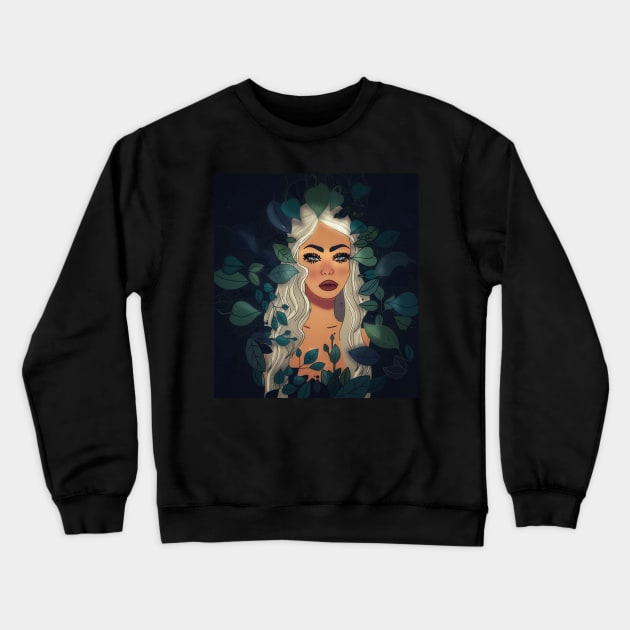 Magical forest and the Elf Illustration Crewneck Sweatshirt by Le petit fennec